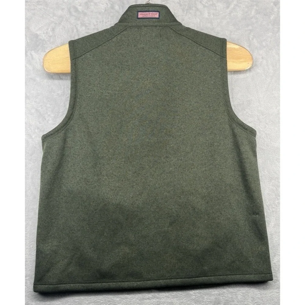 Vineyard‎ Vines Fleece Vest Green Full Zip Pockets Logo Men's Size XL READ
